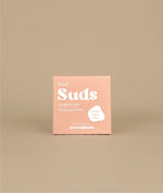 Pink with white writing small square floral shampoo bar packaging